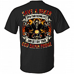 Save A Biker Open Your Fucking Eyes And Get Off Your God Damn Phone Print On Back Only - Plain Front T-Shirt, Black, Unisex T-Shirt