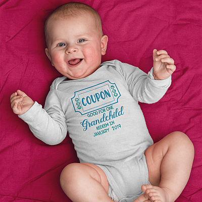 Alternative view of Personalized One Coupon Good for Grandchild Redeem in Gift For New Born Baby Baby Onesie
