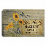 Grandkids Make Life Grand Gallery Wrapped Framed Canvas Prints - Grandparents Gifts Unframed Poster, White, 0.75'' Framed Canvas