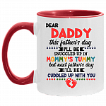 Daddy This Valentine's Day I'll Be Snuggled Up In Mommy's Tummy Ceramic Accent Coffee Mug, White/Red, 11 oz. Accent Mug