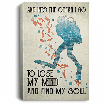 Ocean Diving Canvas Poster, White, 0.75'' Framed Canvas