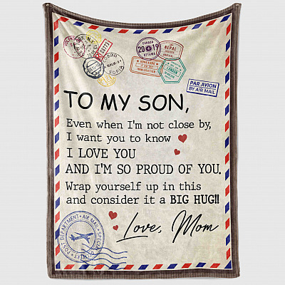 Alternative view of To My Son Even When I'm Not Close By From Mom Fleece Blanket - Premium Sherpa Blanket - Woven Blanket