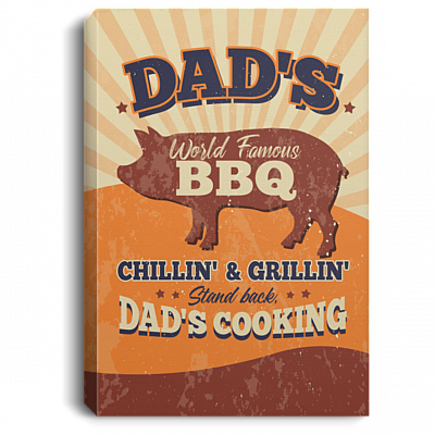 Vintage Dad's BBQ Cooking Stand Back For Grill Lover Gallery Wrapped Framed Canvas Prints, White, 0.75'' Framed Canvas