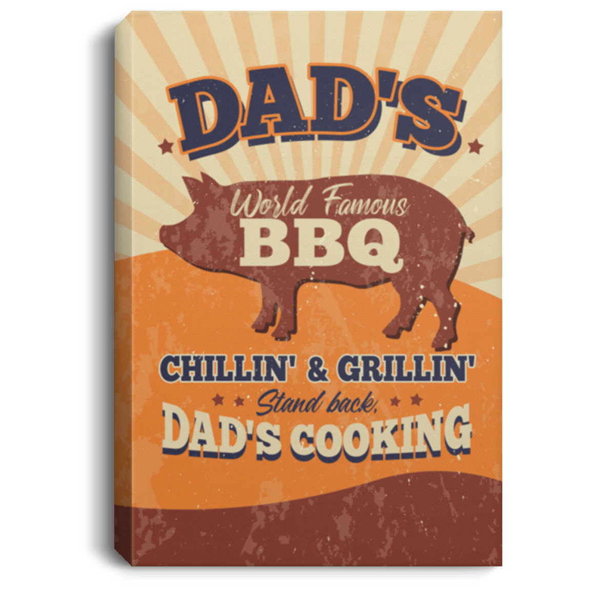 Vintage Dad's BBQ Cooking Stand Back For Grill Lover Gallery Wrapped Framed Canvas Prints, White, 0.75'' Framed Canvas