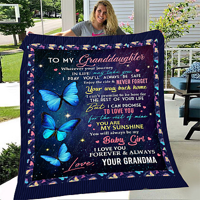 Alternative view of To My Granddaughter Saying From Grandma Butterfly Personalized Blanket - Cool Butterfly Customized Blanket