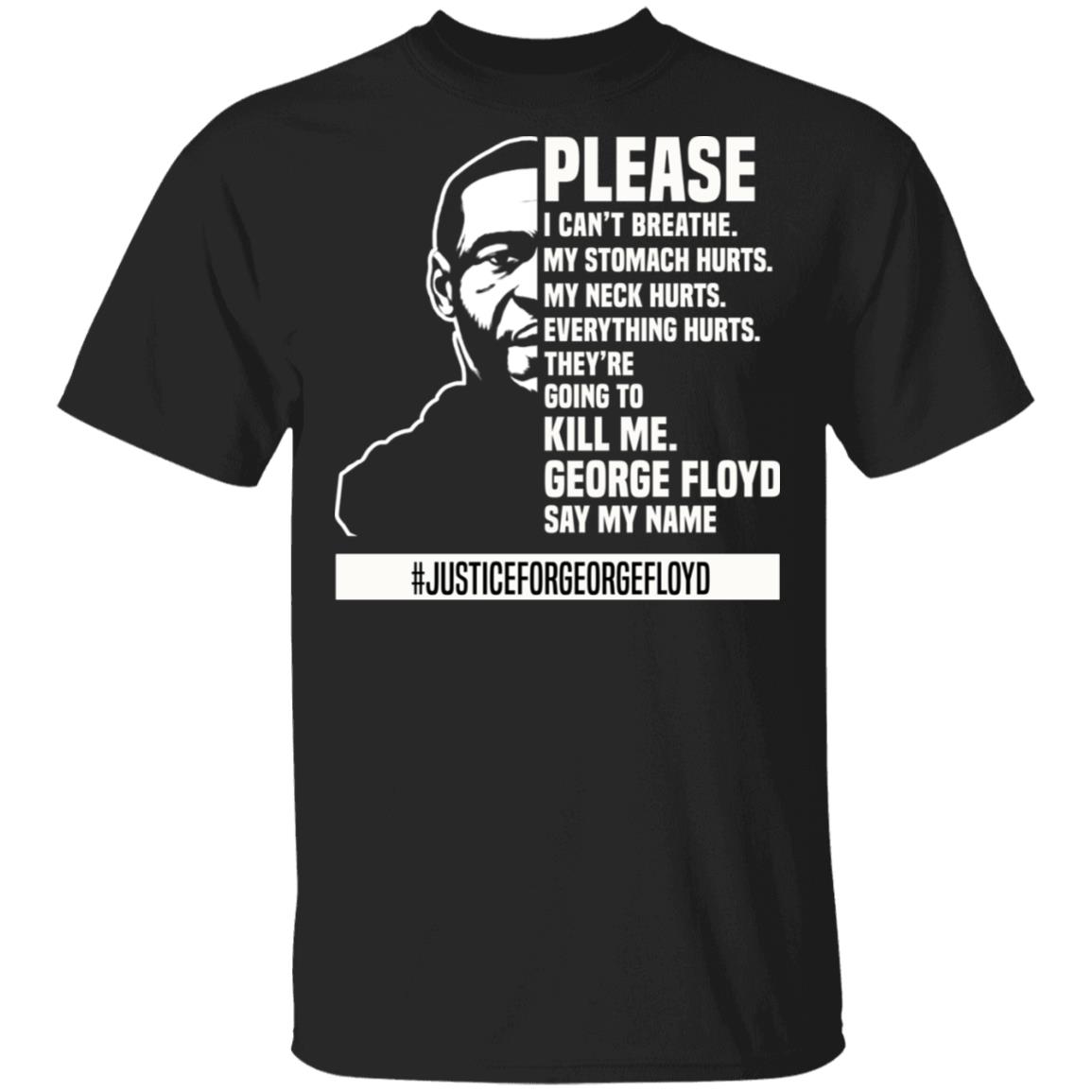 Please I Can't Breathe Black Lives Matter T-Shirt - RIP George Floyd Shirt - Justice For George Floyd Shirt, Black, Unisex T-Shirt