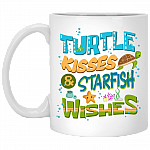 Turtle Kisses And Starfish Wishes Ceramic Coffee Mug - Beer Stein - Water Bottle - Color Changing Mug, White, 11 oz. White Mug