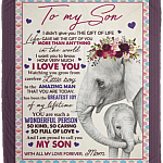 To My Son I Didn't Give You The Gift Of Life Elephant Fleece Blanket - Premium Sherpa Blanket - Woven Blanket, White, Cozy Plush Fleece Blanket - 50x60
