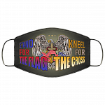 Stand For The Flag Kneel For The Cross American Flag Washable Reusable Custom – Printed Cloth Face Mask Cover, Black, Cloth Face Mask