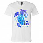 Sassy Since Birth Salty By Choice Funny Turtle T-Shirt - V-Neck - Turtle Lover Shirt, White, V-Neck T-Shirt