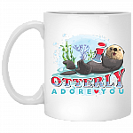 I Otterly Adore You Ceramic Coffee Mug - Funny Animal Lover Gift Mug, White, 11 oz. White Mug