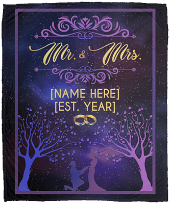 Mr And Mrs Personalized Blanket With Name And Wedding Year - Married Couple Husband And Wife Fleece Blanket, White, Cozy Plush Fleece Blanket - 50x60