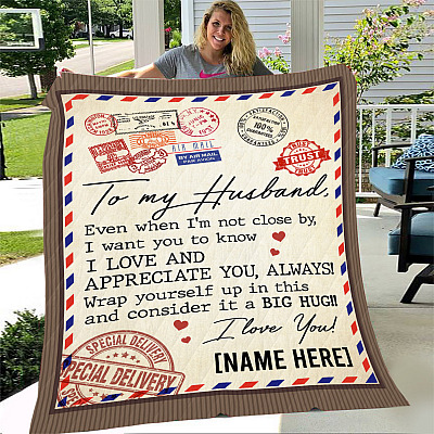 Alternative view of Personalized To My Husband Even When I'm Not Close by - Letter Fleece Blanket - Premium Sherpa Blanket