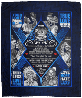 To My Girlfriend Blanket - You Are My Always And Forever Blanket - Skull Couple Fleece Blanket, White, Cozy Plush Fleece Blanket - 50x60