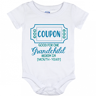 Personalized One Coupon Good for Grandchild Redeem in Gift For New Born Baby Baby Onesie, White, Baby Onesie - 12 Month