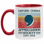 Oxford Comma Appreciation Society Est 1912 Vintage Retro Grammar English Accent Mug, White/Red, 11 oz. Accent Mug