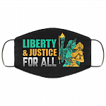 Liberty and Justice For All Washable Reusable Custom – Printed Cloth Face Mask Cover, White, Cloth Face Mask