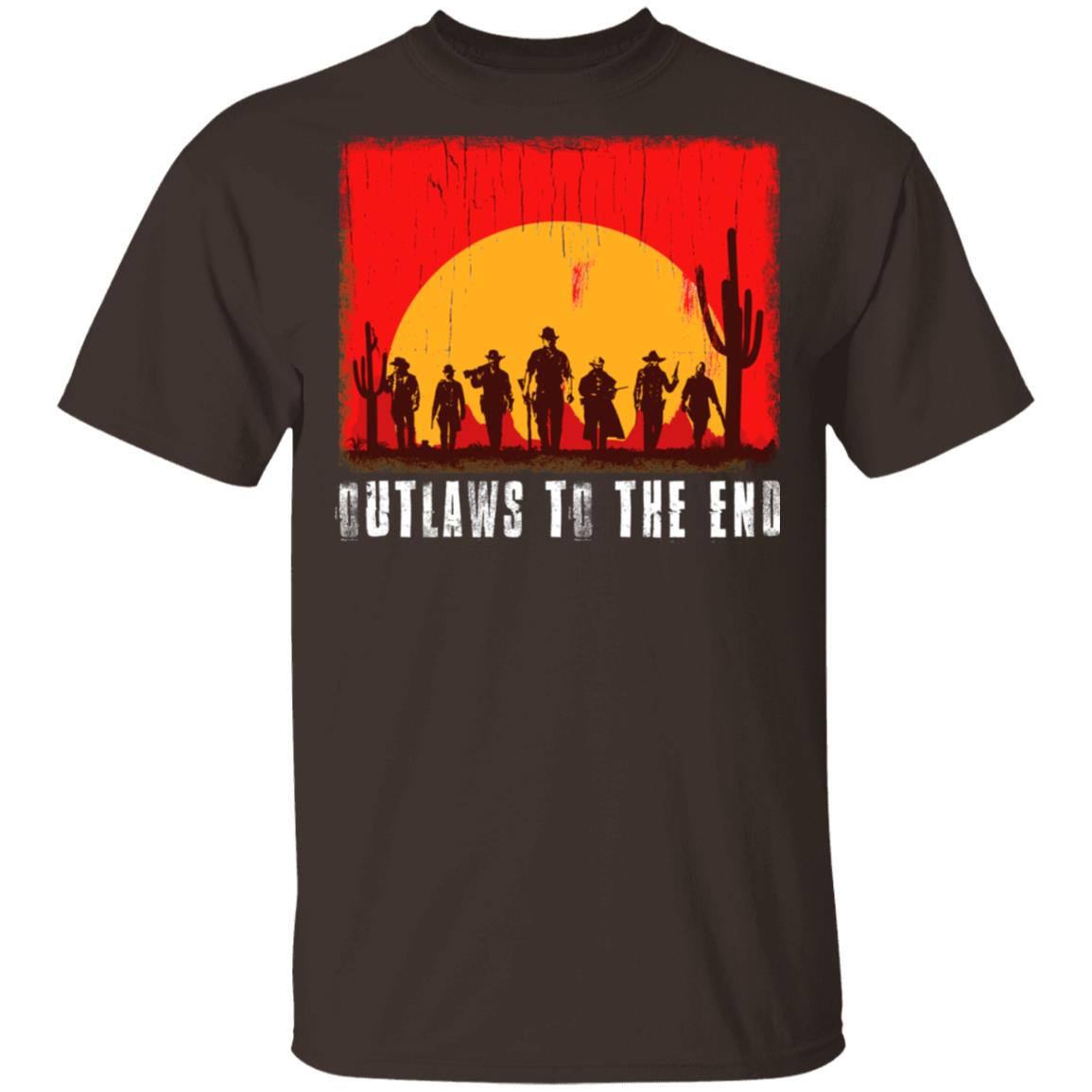 Outlaws to The End T-Shirt, Dark Chocolate, Unisex T-Shirt