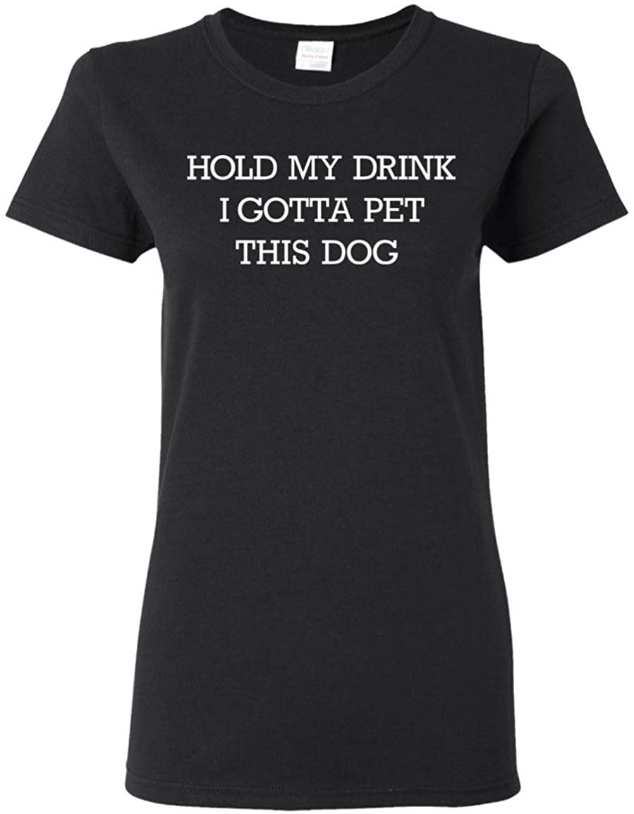 Hold My Drink I Gotta Pet This Dog Funny Premium Ladies T-Shirt -Triblend Dolman Sleeve T-Shirt,Ladies T-shirt,Black