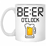 Beer O'Clock Ceramic Coffee Mug - Beer Stein - Water Bottle - Color Changing Mug - Beer Lover Gifts, White, 11 oz. White Mug