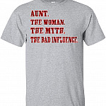 Aunt The Woman The Myth The Bad Influence Plaid Checked T-Shirt - Auntie Aunt Niece Family Tee Shirt, Unisex T-Shirt, Sport Grey