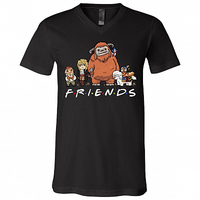 Labyrinth Friends Funny Characters Worm Ludo Hoggle T-Shirt - V-Neck Shirt, Black, V-Neck T-Shirt
