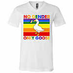 No Gender Only Goose Vintage LGBT Pride T-Shirt - V-Neck - Proud LGBT Shirt, White, V-Neck T-Shirt No Gender Only Goose Vintage LGBT Pride T-Shirt - V-Neck - Proud LGBT Shirt, White, V-Neck T-Shirt