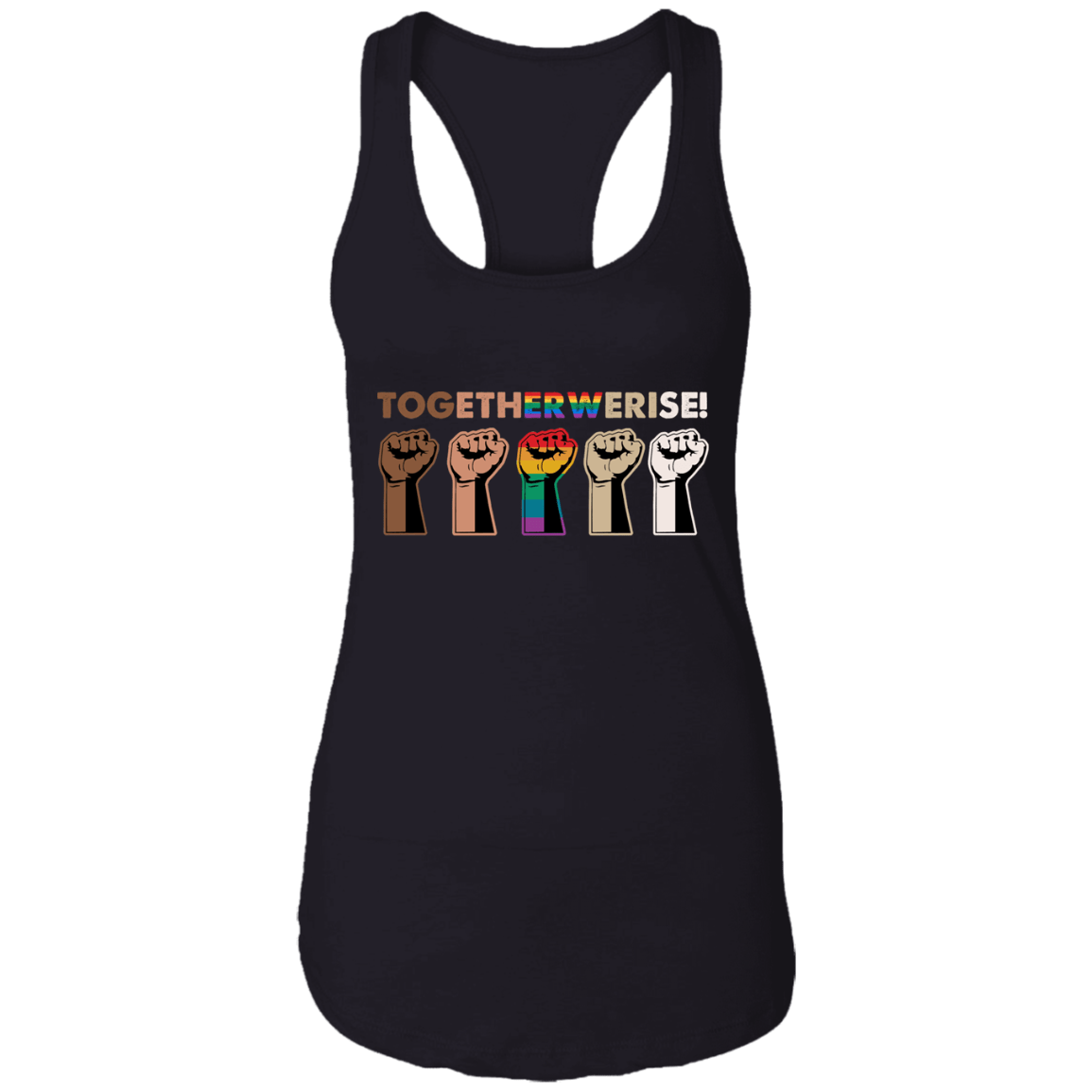 Together We Rise Tank Top - Black Lives Matter Tank Top - Equality Social Justice Tank Top, Black, Ladies Racerback Tank