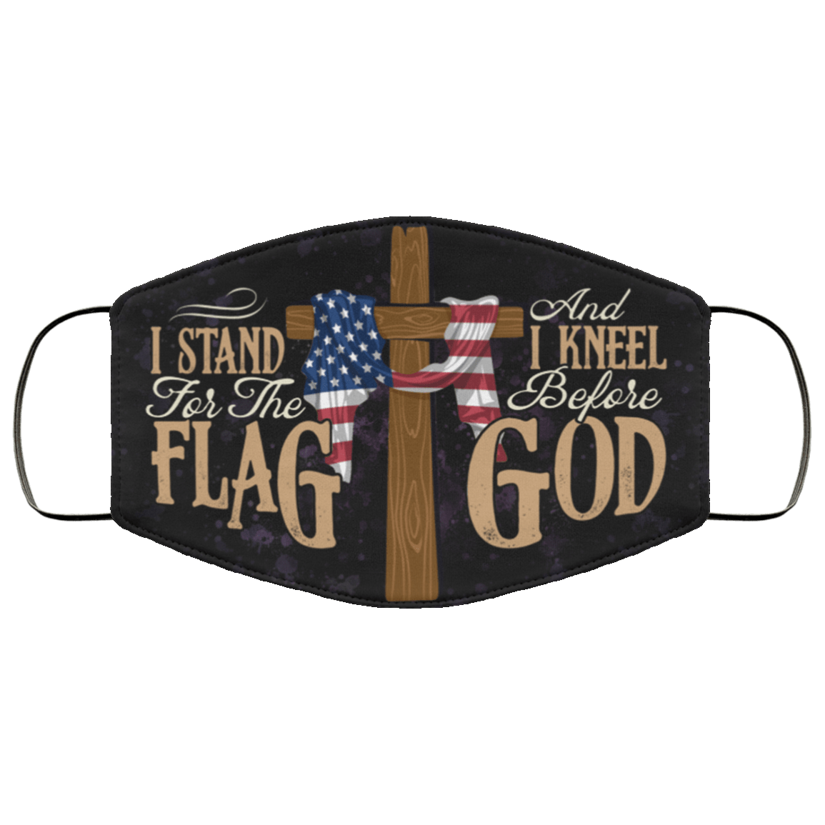 I Stand For The Flag And Kneel Before God Washable Reusable Custom - Printed Cloth Face Mask Cover, Black, Cloth Face Mask