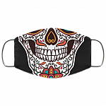 Sugar Skull Floral Style Calavera Bandanas Washable Reusable Custom – Printed Cloth Face Mask Cover, Black, Cloth Face Mask