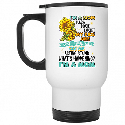 14 oz. White Travel Mug