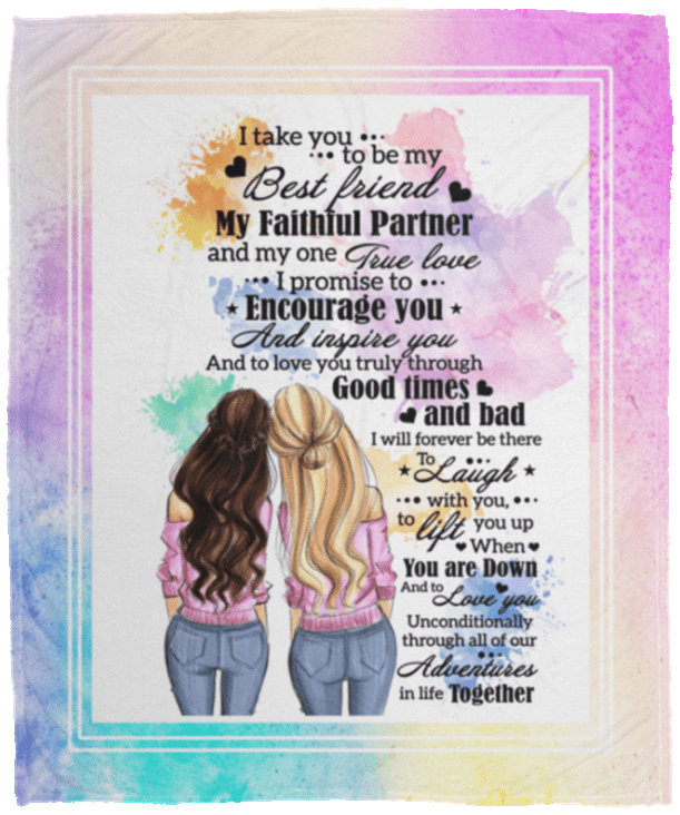 I Take You to Be My Best Friend My Faithful Partner - Girl Best Friend Fleece Blanket - Sherpa Blanket, White, Cozy Plush Fleece Blanket - 50x60