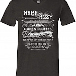 Mama of House Messy Her Name The Unslept Queen of The Coffee T-Shirt - V-Neck Tee, V-neck T-Shirt, Dark Grey Heather