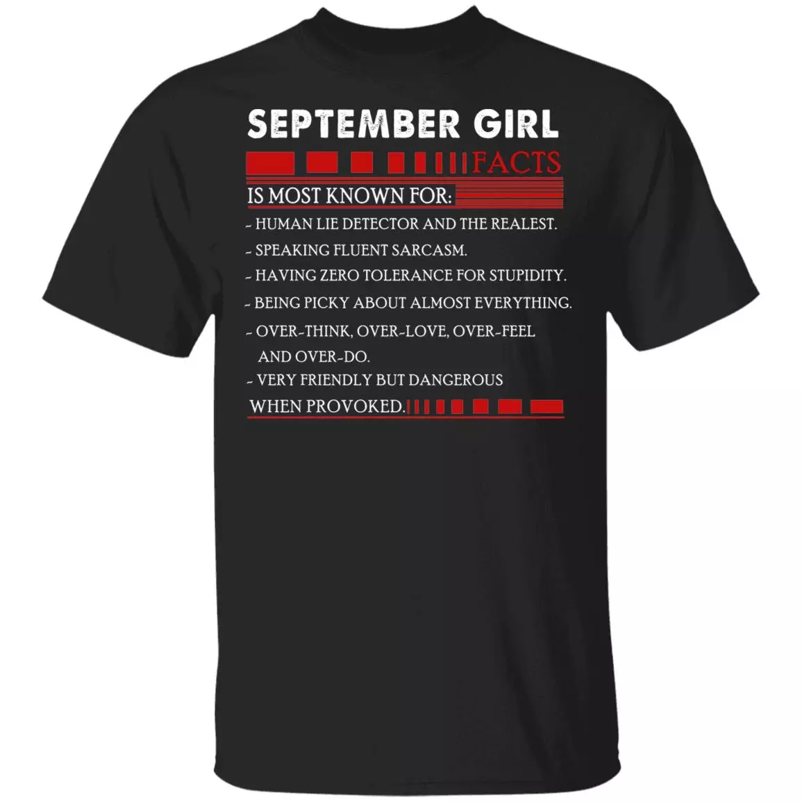 September Girl Facts T- Shirt - Funny September Girl Birthday Gift, Black, Unisex T-Shirt