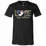 Love My Veteran - Veterans Day - Proud Patriotic Gift American Flag USA T-Shirt - V-Neck, Black, V-Neck T-Shirt
