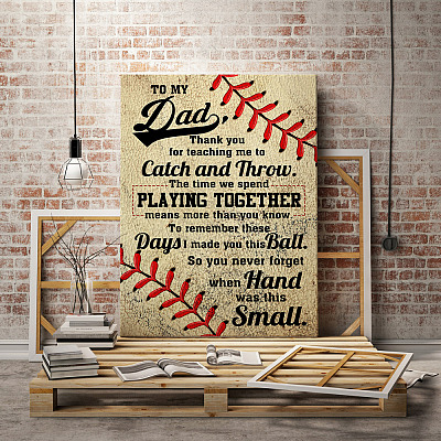To My Baseball Dad Coach Saying Canvas Poster Home Decor Wall Art Mockup