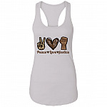 Peace Love Justice - Black Lives-Matter Unisex Tank Top Tee - Ladies Racerback Tank, White, Ladies Racerback Tank