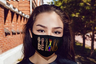 Alternative view of Be Kind Washable Reusable Custom - Printed Cloth Face Mask Cover