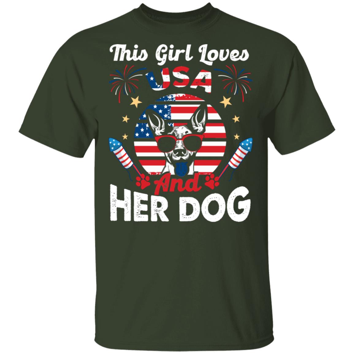 This Girl Loves USA and Her Dog T-Shirt - V-Neck Tee - Dog 4th of July Shirt, Forest, Unisex T-Shirt This Girl Loves USA and Her Dog T-Shirt - V-Neck Tee - Dog 4th of July Shirt, Forest, Unisex T-Shirt