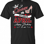 A Queen was Born in April Happy Birthday to Me T-Shirt - April Birthday Girl Queen Plaid Checked Tee Shirt, Unisex T-Shirt, Black
