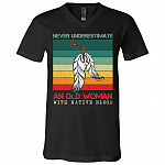 Never Underestimate An Old Woman With Native Blood Vintage T-Shirt - V-Neck Shirt, Black, V-Neck T-Shirt Never Underestimate An Old Woman With Native Blood Vintage T-Shirt - V-Neck Shirt, Black, V-Neck T-Shirt