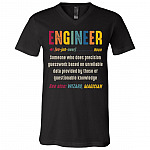 Engineer Definition Someone Who Does Precision Guesswork T-Shirt, Black, V-Neck T-Shirt