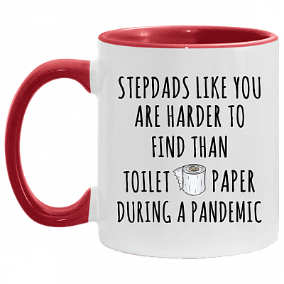 Stepdads Like You Are Harder To Find Accent Mug - Funny Stepdads Mug, White/Red, 11 oz. Accent Mug