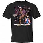 Funny Patriotic 4th July Bigfoot T-Shirt - Proud Independence America USA Flag Patriot Sasquatch Gift Shirt, Black, Unisex T-Shirt