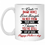 Personalized Dear Dad Even Though I'm Not From Your Sack Ceramic Coffee Mug - Beer Stein - Father's Day Gifts, White, 11 oz. White Mug