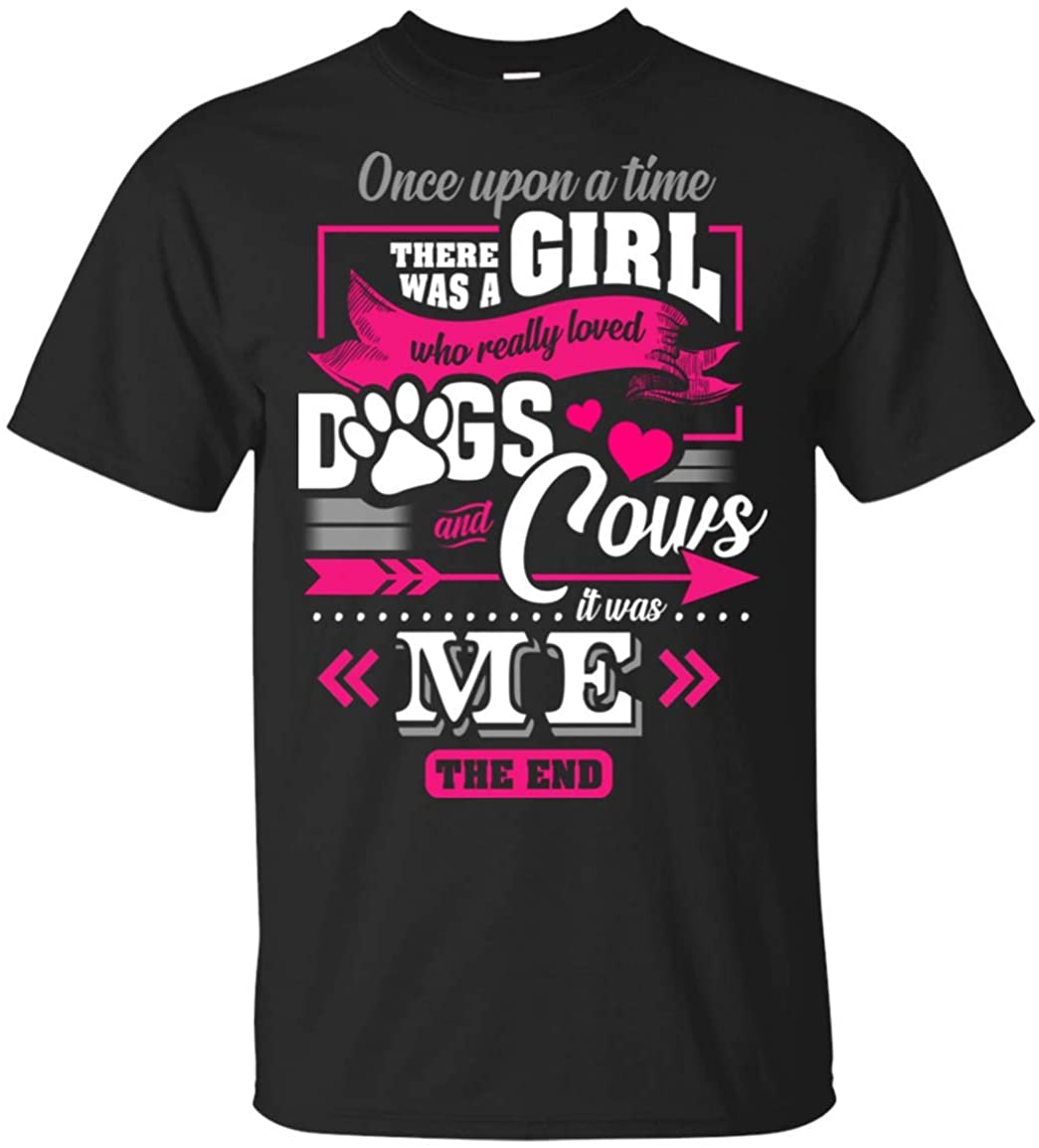 Once Upon A Time There was A Girl Who Really Loved Dogs and Cows T-Shirt,Unisex T-Shirt,Black