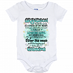 Grandson Inside This Onesie Is A Piece Of My Heart To Bring You Comfort Baby Onesie - Toddler Infant Bodysuit, White, Baby Onesie - 12 Month