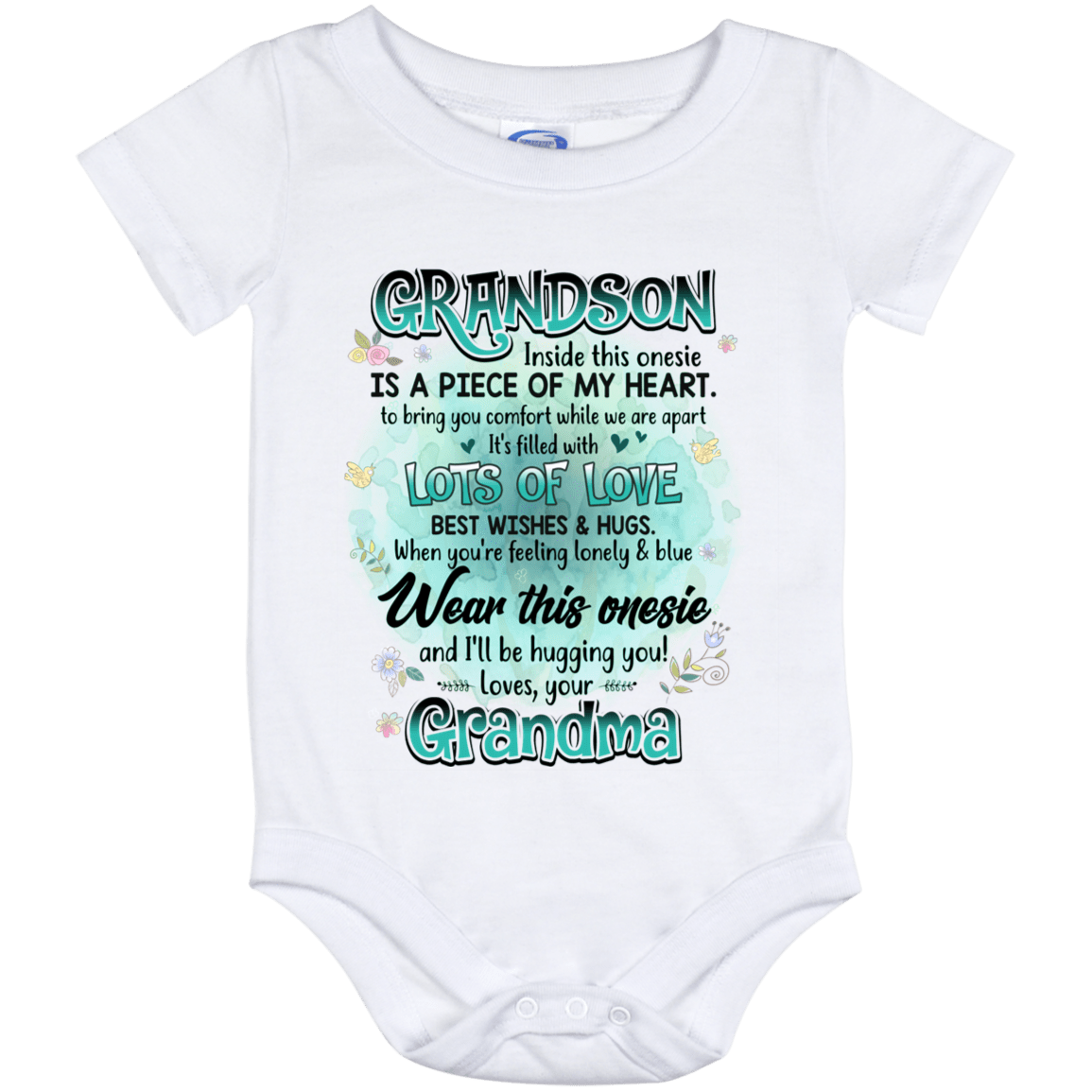 Grandson Inside This Onesie Is A Piece Of My Heart To Bring You Comfort Baby Onesie - Toddler Infant Bodysuit, White, Baby Onesie - 12 Month