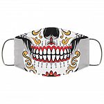 Sugar Skull Calavera BW Washable Reusable Custom – Printed Cloth Face Mask Cover, White, Cloth Face Mask