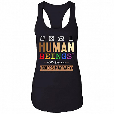 Human Beings 100% Organic Colors May Vary Unisex Tank Top Tee - Ladies Racerback Tank, Black, Ladies Racerback Tank